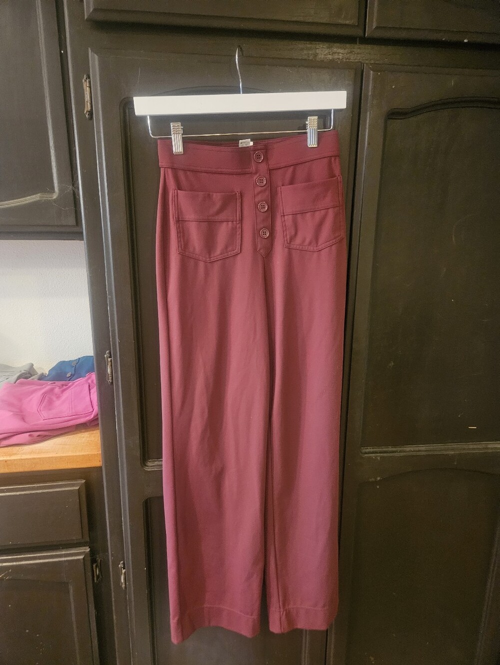 Halara High-Waist Wide-Leg Pants in Burgundy